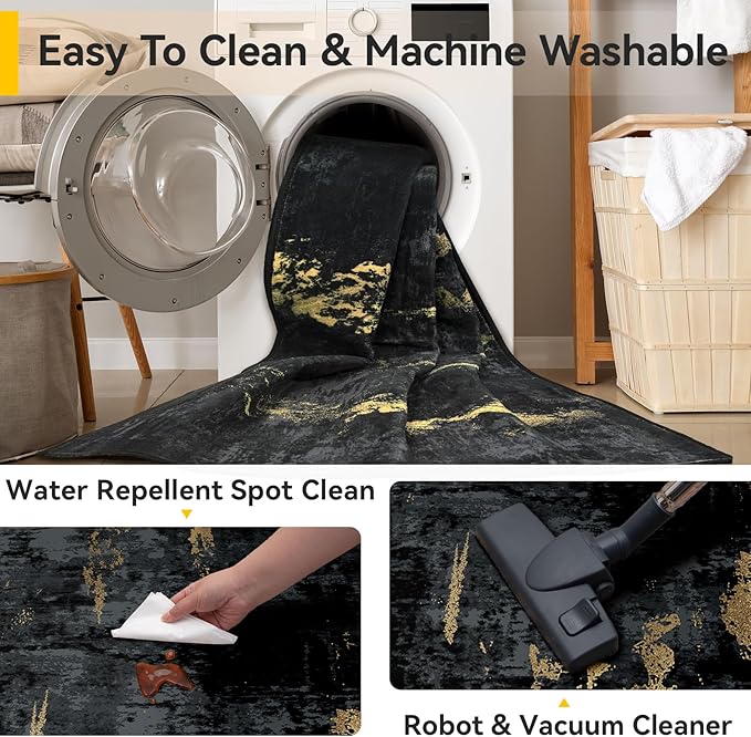 Washable Area Rugs 2'x8' Non-Slip Modern Abstract Soft - Image 5