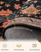Area Rugs 2'6''x14' Washable Non-Slip, Floral Vintage Distress Print Pattern - Image 2