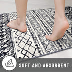 KUTA Moroccan Washable Runner Rug, 2.6x10 Non-Slip Vintage Black Navy Blue Boho - Image 7
