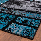 LUXE WEAVERS Modern Geometric Squares Turquoise 4x5 Area Rug - Image 3