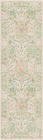 Vintage Beige Green 2'6" x 8' Runner Rug - Image 7