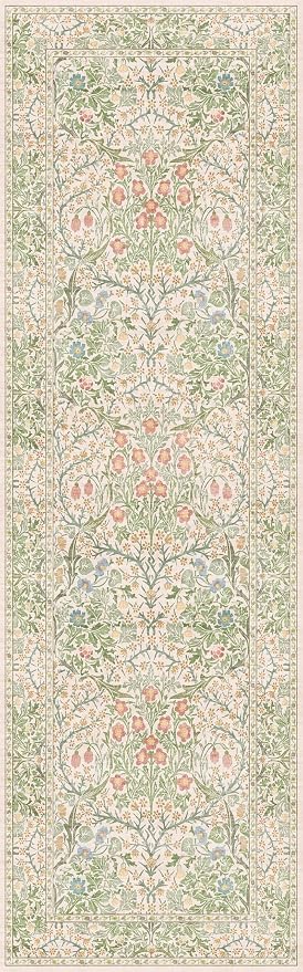 Vintage Beige Green 2'6" x 8' Runner Rug - Image 7