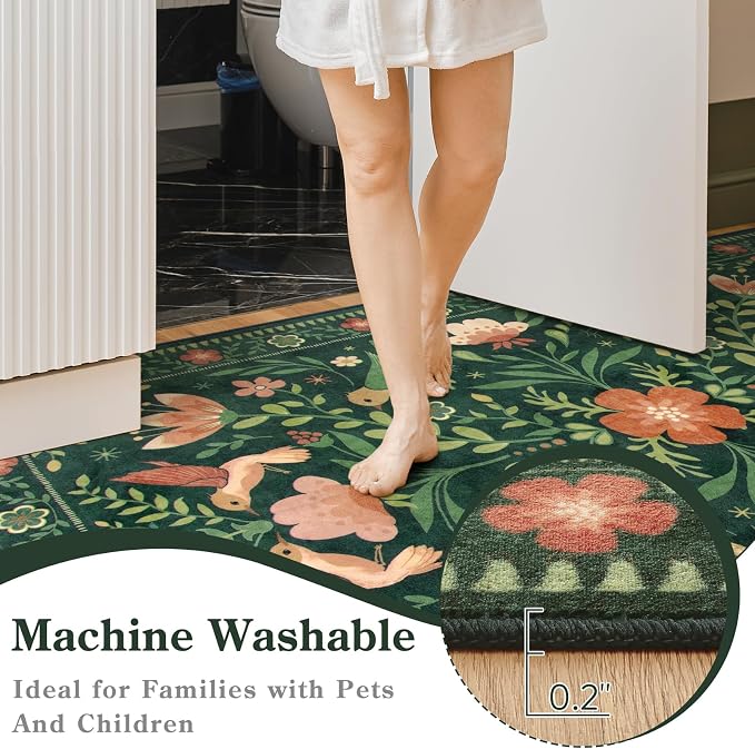 Moynesa 3x5 Kitchen Rug, Modern Cottage Washable Non-Slip Low Pile Area Rug - Image 6