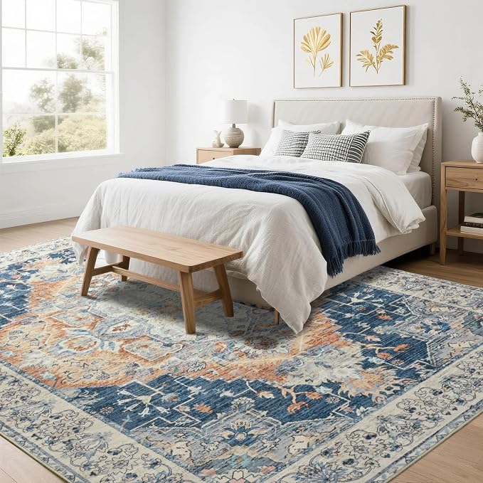 Large Area Rugs 9x12, Low Pile Washable Rugs - Image 3