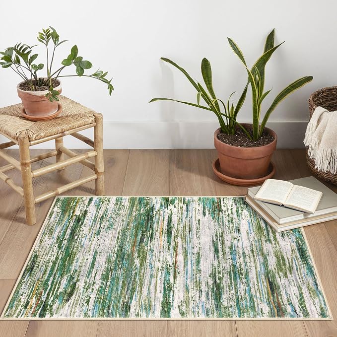 2x3 Modern Abstract Rug for Entryway, Non-Slip Kitchen Rugs, Low-Pile Mat for - Image 2