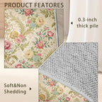 Chic Vintage Rose Rug for Living Room 3x5, Low Pile Non-Slip Backing, Machine - Image 5