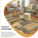 SUPERIOR Indoor Area Rug, Jute Backed, Modern Geometric Patchwork Floor Decor - Image 4