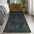 Black Distressed 3x5 Area Rugs for Entryway Foyer, Washable Non Slip Low Pile - Image 4