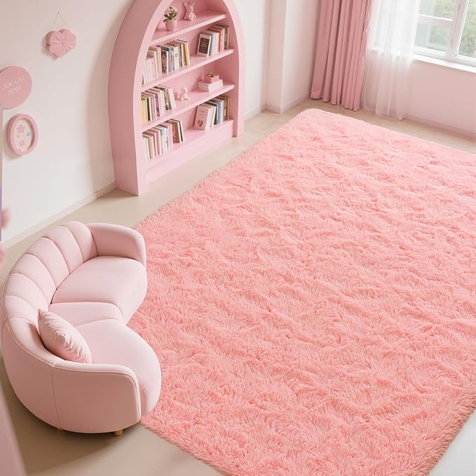Zentavio Pink Rugs for Girls Room 8x10 Large Area Rugs for Living Room Cute - Image 7