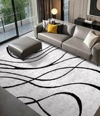 YIHOUSE Modern Rugs for Living Room, 8x10 Washable Black and White Area Rug by YIHOUSE