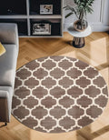 Rugs.com Lattice Collection Rug – 3 Ft Round Brown Medium-Pile Rug Perfect by Rugscom