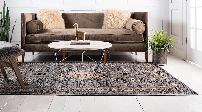 Unique Loom Taftan Collection Border Geometric Tribal Inspired Design Area Rug - Image 4