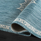 CAMILSON Outdoor Rug 6x9 Medallion Aqua Modern Area Rugs - Image 3