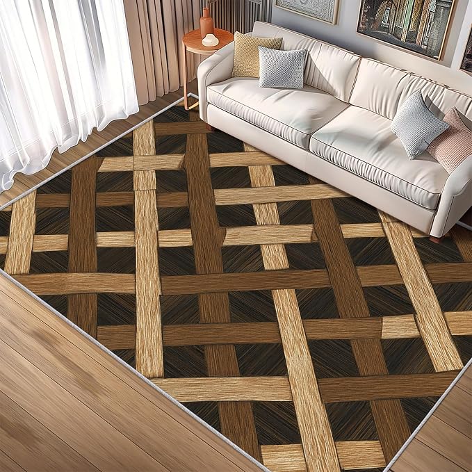 Checkered Rug, Washable 4x5 Rug - Image 2