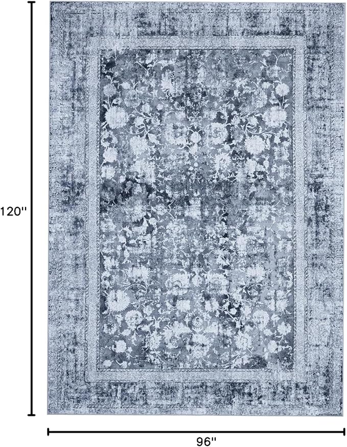 Area Rug 8×10, Large Vintage Boho Rug, Ultra-Soft Low Pile, Non Slip, Stain - Image 2
