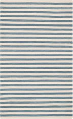 Home Conservatory Ladder Stripe Blue/Ivory Handwoven Wool 5 X 8 Feet by Home+Conservatory