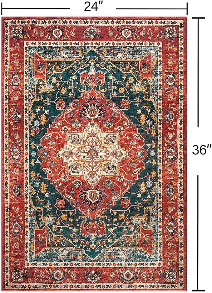 YJ.GWL Area Rug 2x3 Floral Vintage Rugs, Indoor Entrance Door Mat Small - Image 2