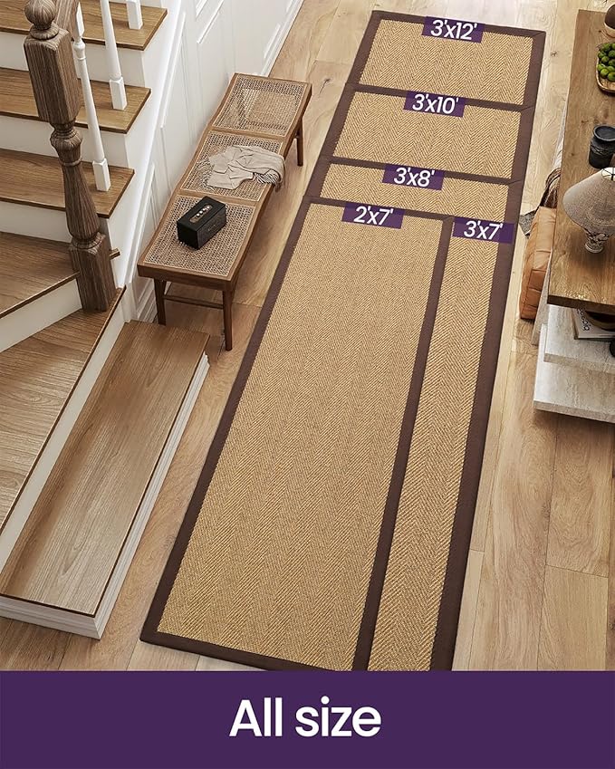 DEXI Hallway Runner Rug 3x7 Jute, Woven Braided Sisal Runner Non Slip, Entryway - Image 2