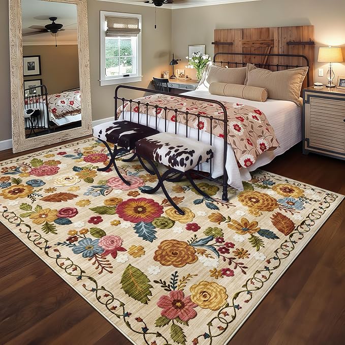8x10 Machine Washable Area Rug for Living Room, Kids and Pets Friendly for - Image 8