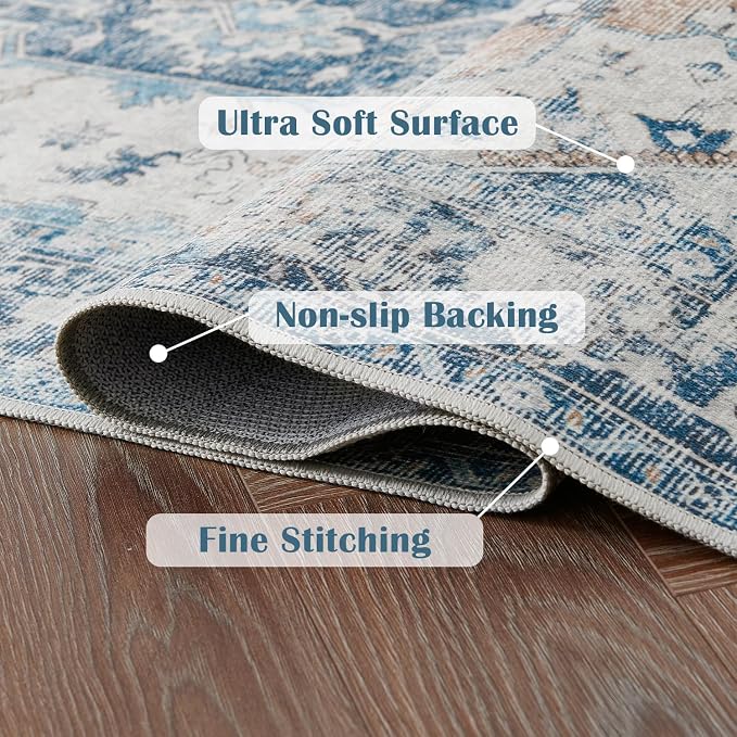 jinchan Kelda Runner Rug 3x8 Vintage Hallway Rug Kitchen Washable Runner Retro - Image 2