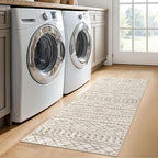 KUTA Boho Hallway Runner Rug 2x5 ft Moroccan Washable Non-Slip Vintage Beige - Image 3