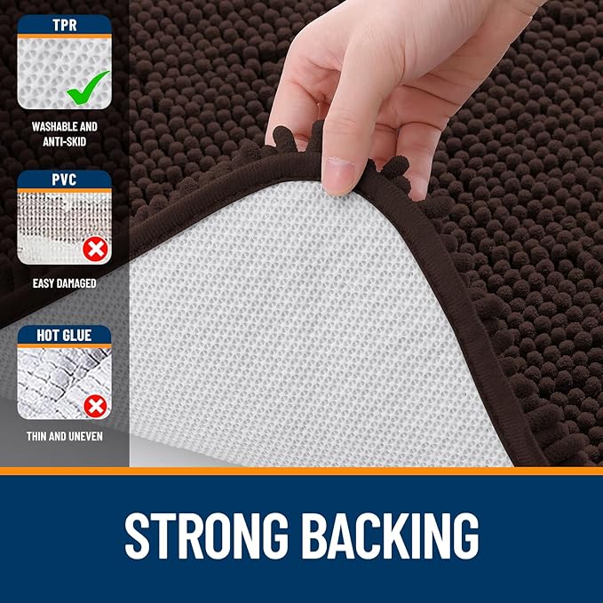OLANLY Bathroom Rugs 59x35, Extra Soft Absorbent Chenille Bath Rugs, Rubber - Image 6