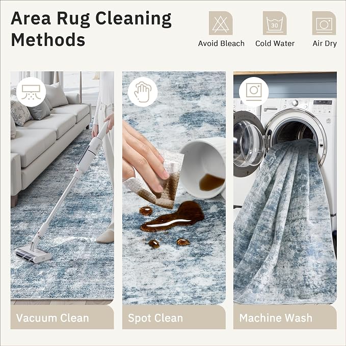 10x14 Area Rugs for Living Room, Non Slip Machine Washable Vintage Rugs - Image 5