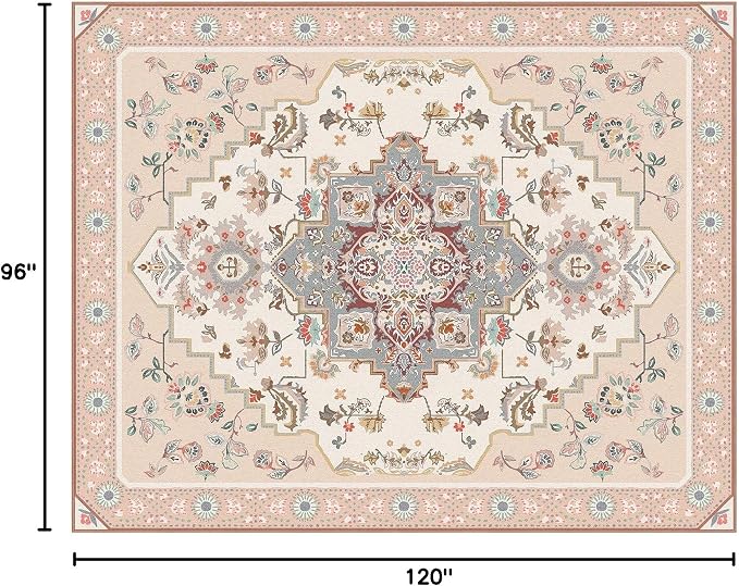 Phantoscope Washable Area Rug 8'x10' Non-Slip, Vintage Boho Rugs - Image 2