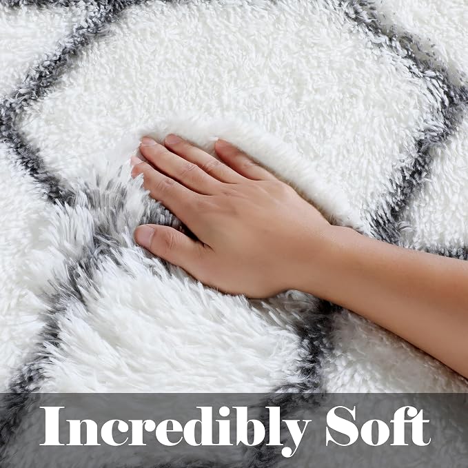 ONASAR 8x10 Area Rugs for Living Room, Washable Fluffy White and Grey Rug for - Image 3