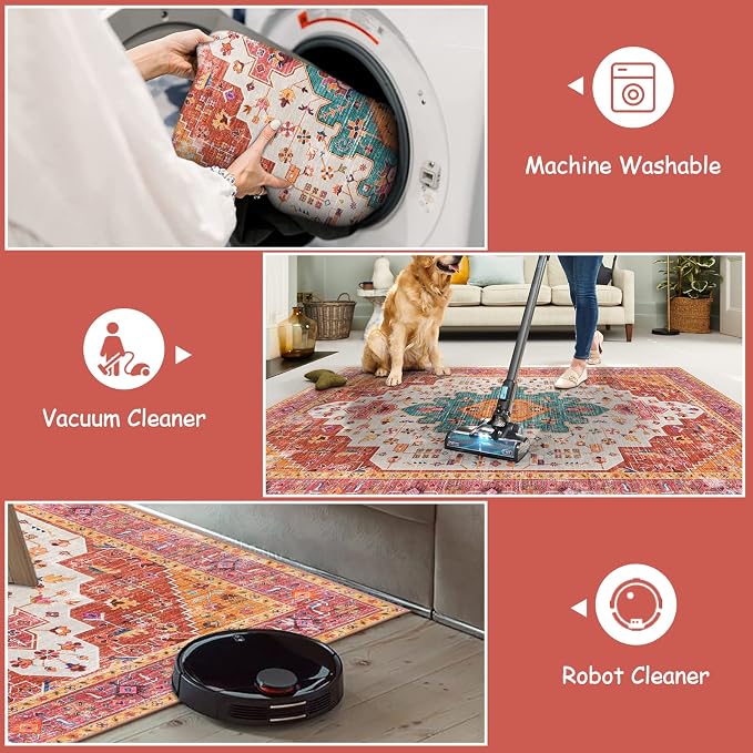 Moynesa Ultra-Thin Washable Vintage Area Rug - Image 4