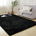 Andency Black Soft Area Rugs for Living Room Bedroom, 4x6 Fluffy Shaggy Bedside by Andency