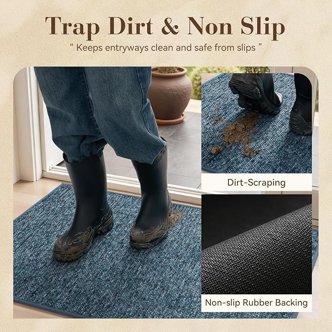MontVoo Door Mat Indoor Entrance Doormat, Absorbent Durable Rubber Non Slip - Image 3