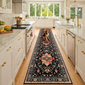 Area Rugs 2'x10' Washable Non-Slip, Floral Vintage Distress Print Pattern by RELEANY