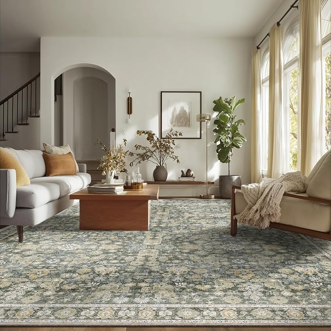 8x10 Washable Area Rugs Ultral Soft Non-Slip Stain Resistant Vintage Boho Large - Image 3