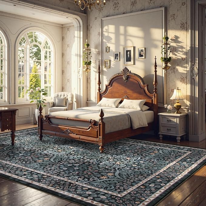 Lahome Floral Washable Rugs 8x10, Soft 8x10 Area Rugs - Image 3