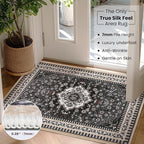 2' x 3' Black Washable Area Rugs, Non-Slip Entryway Rug, Boho Low Pile Door Mat - Image 3
