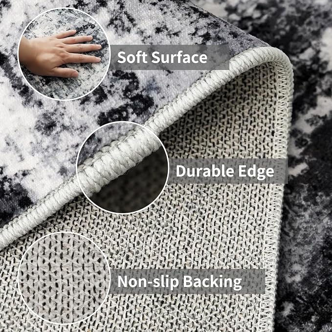 3x10 Washable Runner Rugs for Hallway: Easy-to-Clean Abstract Runners for - Image 5