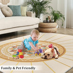 Boho Sun Runner Rugs 3x6ft, Minimalist Line Bedside Rug, Geometric Solar - Image 4