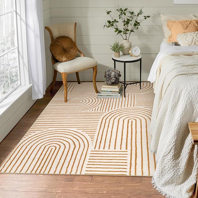 Lahome Abstract Bedroom Rugs, Soft Washable Area Rugs 4x6 Non Slip Rainbow - Image 4