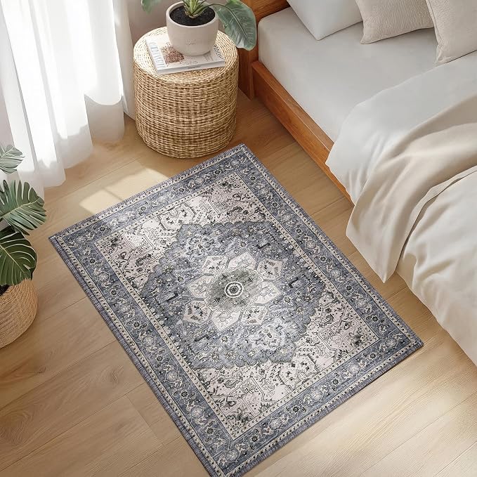 PURRUGS Vintage Farmhouse Boho Throw Rug 2x3 ft, Non-Slip Machine Washable Rug - Image 2