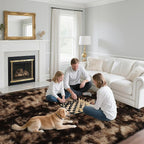 Fluffy Rug Shaggy Area Rug, Mottling Brown 5x8 Area Rugs - Image 3
