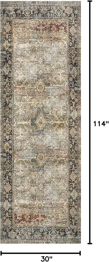 Loloi Layla Collection LAY-03 Olive/Charcoal 2'-6" x 9'-6" .13" Thick Runner Rug - Image 2
