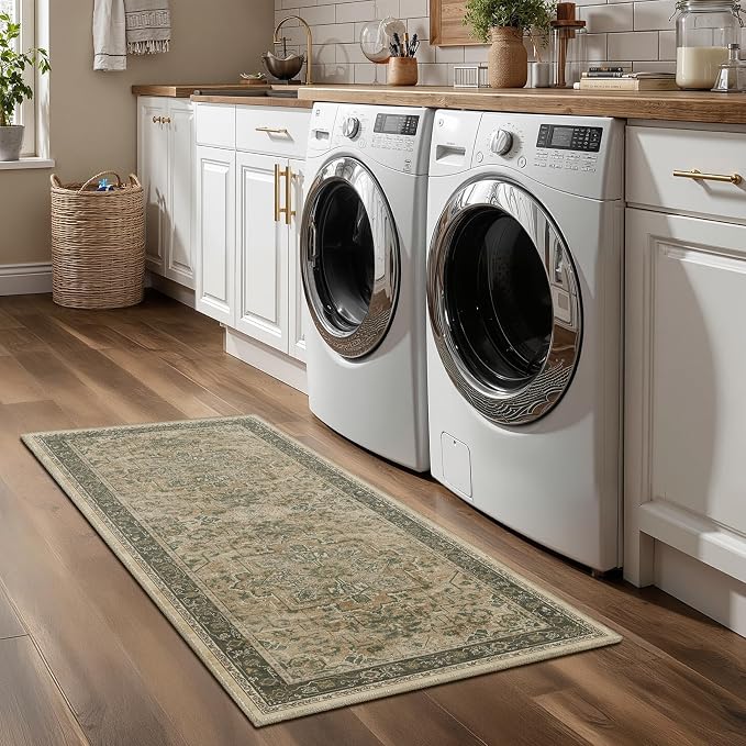2x4 Entryway Small Rug, Retro Distressed Medallion Door Mat Indoor Entrance - Image 8