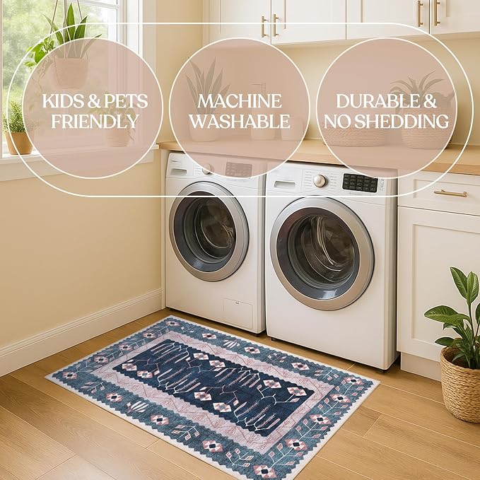 Washable Area Rug. Modern Farmhouse. Vintage. Turkish. Bohemian. Distressed. - Image 6