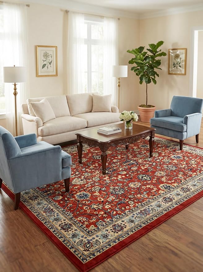 Rugs.com Yasmin Collection Rug – 8' x 10' Terracotta Medium Rug Perfect by Rugscom