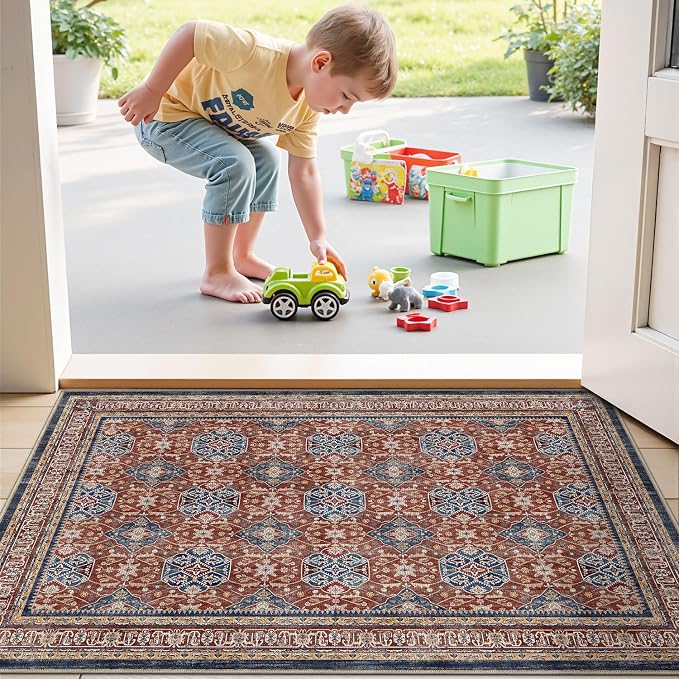 LUMI Indoor Door Mat 17x30, Washable Low Pile Entry Rug - Image 4