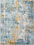 Entrance Rugs Indoor 2x3 Blue Entry Rug Washable Abstract Small Area Rug - Image 8