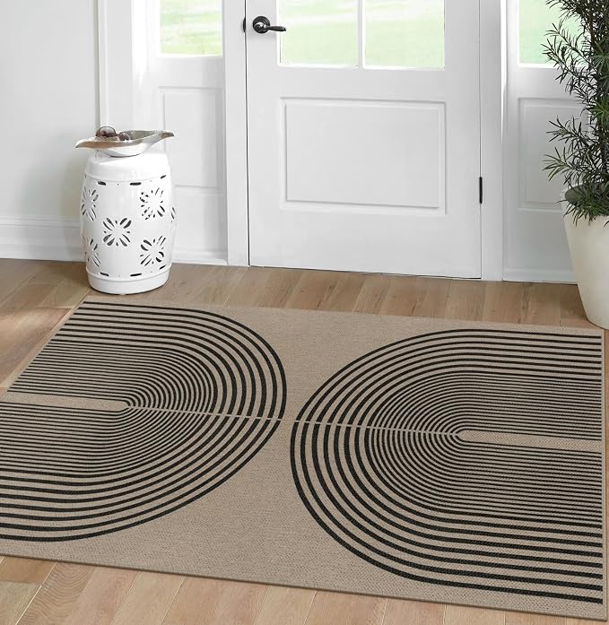 Easy Jute Rainbow Area Rug, 3x5 Indoor Outdoor Entryway Rug Washable Non-Slip - Image 7