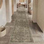 2x10 Washable Brown Runner Rug Vintage Hallway Kitchen Carpet Non-Slip Soft Low by WondRg