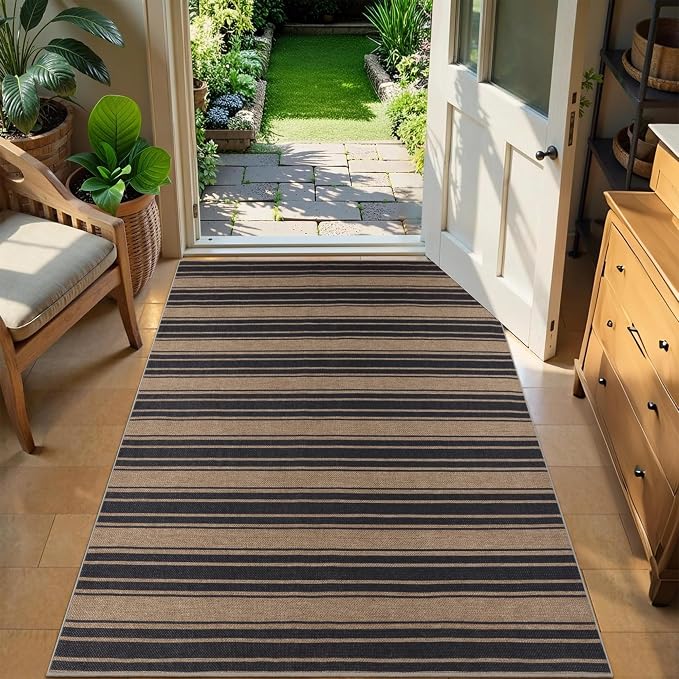 Striped Easy Jute Rug 3x5 Outdoor Entryway Rug Washable Area Rugs - Image 7